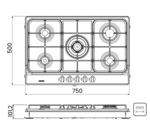 Cooktop a Gás PENTA FF 5GX TRI 75 - 94716/401 - Tramontina