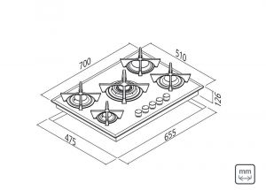 Cooktop a Gás Penta Glass Flat 5GG B 70 Safestop - Tramontina