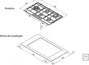 Cooktop a Gás Penta PLUS 5GX TRI HE SAFESTOP 90 - Tramontina