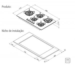 Cooktop a Gás Penta Side Plus em Aço Carbono 5 Bocas Branco - 94709/371-Tramontina