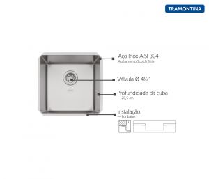 Cuba de embutir Design Collection Quadrum 40 Undermount - Tramontina