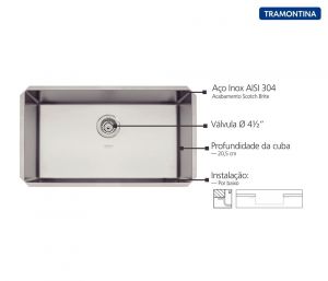 Cuba de embutir Design Collection Quadrum 70 Undermount - Tramontina