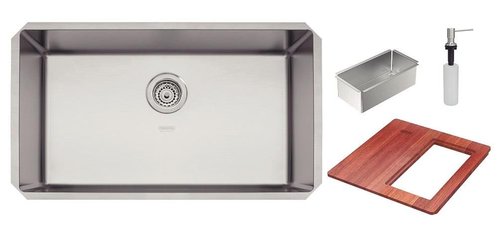 Cuba Quadrum Undermount 70 em Aço Inox com Dosador de Sabão, Tábua e Cesto 94000/153- Tramontina