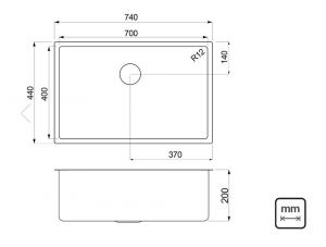 Cuba Quadrum Undermount 70 em Aço Inox com Dosador de Sabão, Tábua e Cesto 94000/153- Tramontina