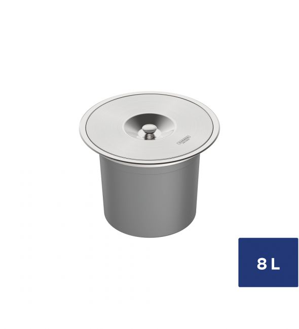 Lixeira de Embutir Clean Round em Aço Inox com Balde Plástico 8 L - Tramontina