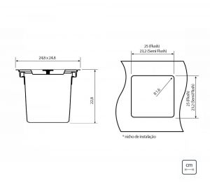 Lixeira de Embutir Clean Square em Aço Inox com Balde Plástico 5 L 94518/205- Tramontina