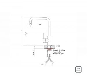 Misturador Monocomando Angolare em Aço Inox Black com Bica Articulada com revestimento PVD - Tramontina