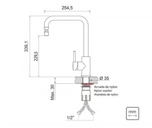 Misturador Monocomando Angolare em Aço Inox com Bica Articulada - Tramontina