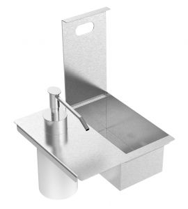 Porta Esponja com Tampa e Dosador de Sabão Líquido em Aço Inox para uso em canal organizador 94534/026- Tramontina